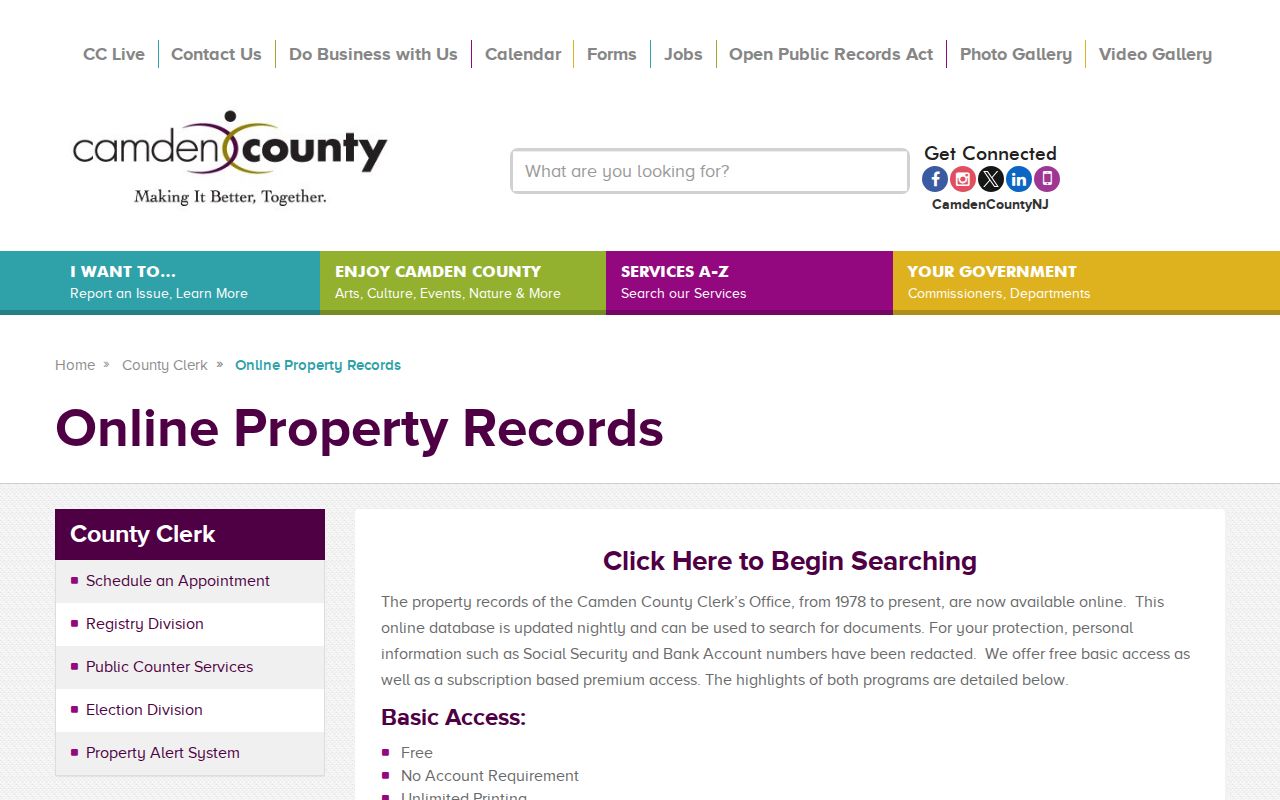 Pennsauken previous residents deed-chain research at Camden County Online Property Records