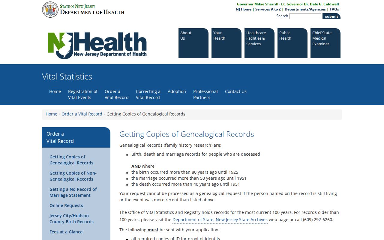 Pennsauken resident lookup New Jersey genealogy vital-record request information